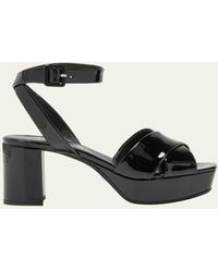 Prada - Patent Crisscross Ankle-strap Platform Sandals - Lyst