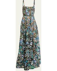 Bronx and Banco - Midnight Tokyo Sequin Floral Embroidered Gown - Lyst