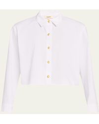 L'Agence - Cosette Cropped Button-Front Shirt - Lyst