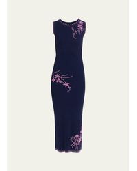 Prabal Gurung - Floral Bead Embroidered Rib Knit Midi Dress - Lyst