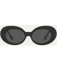 Versace - Medusa Embellished Oval Acetate Sunglasses - Lyst