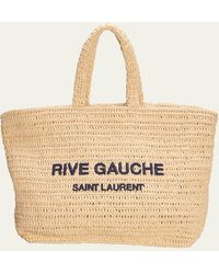 Saint Laurent - Logo Raffia Shopping Bag - Lyst