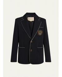 Valentino Garavani - Single Breasted Wool Jacket With Logo Patch - Lyst