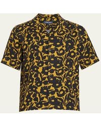 Frescobol Carioca - Roberto Perennial-Print Linen Short-Sleeve Shirt - Lyst
