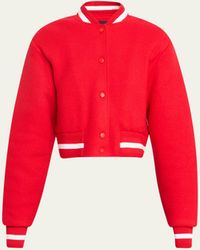 Givenchy - Logo-embroidered Crop Wool Bomber Varsity Jacket - Lyst