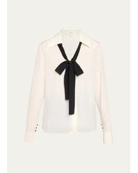 FRAME - Point Collar Silk Shirt - Lyst