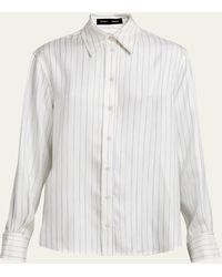 Proenza Schouler - Madison Stripe Button-Down Silk Twill Top - Lyst