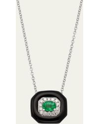 Nikos Koulis - 18k White Gold Oui Diamond & Emerald Pendant - Lyst
