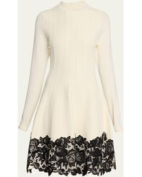 Lela Rose - Georgia Short Dress With Floral Lace - Lyst