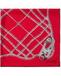 Burberry - Chain Check Silk Twill Square Scarf - Lyst