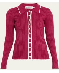 Anna Quan - Ashlen Button-Front Rib-Knit Top - Lyst