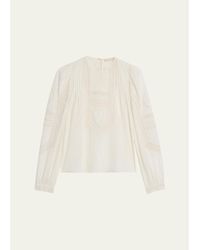 Ulla Johnson - Marlowe Embroidered Long-Sleeve Blouse - Lyst