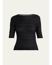 Issey Miyake - Jiggly Pleated Plisse Elbow-Sleeve Top - Lyst