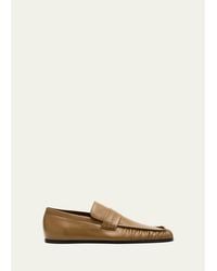 Jil Sander - Wrinkled Leather Square-Toe Loafers - Lyst