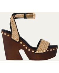 Givenchy - Clog Raffia-Effect Platform Sandals With Studs Detail - Lyst