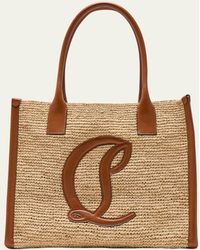 Christian Louboutin - By My Side Large Tote In Raffia With Cl Logo - Lyst
