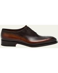 Santoni - Kaj Bicolor Brogue Leather Oxfords - Lyst