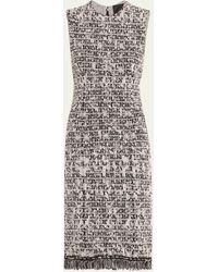 Givenchy - Logo-print Tweed Midi Dress With Corset Seam Detail - Lyst