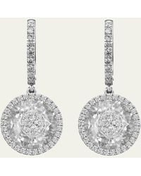 Bhansali - 18k White Gold 10mm Halo Drop Earrings With Diamonds - Lyst