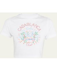 Casablancabrand - Crayon Tennis Club Printed Crop Baby T-shirt - Lyst