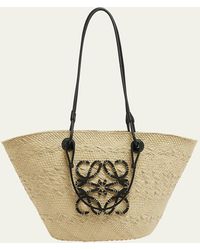 Loewe - X Paula's Ibiza Anagram Basket Bag In Iraca Palm With Leather Handles - Lyst