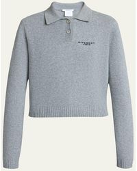 Givenchy - Logo Embroidered Wool-Cashmere Polo Sweater - Lyst