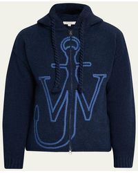 JW Anderson - Anchor Embroidery Zip Hoodie - Lyst