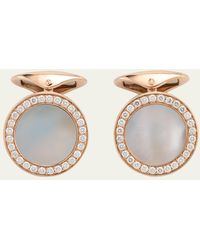 Jan Leslie - 18k Rose Gold Mother Of Pearl And Diamond Cufflinks - Lyst