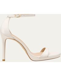 Stuart Weitzman - Nudist Patent Ankle-Strap Platform Sandals - Lyst