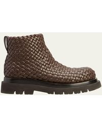 Bottega Veneta - Lug-sole Woven Leather Ankle Boots - Lyst