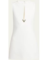 Valentino Garavani - Sleeveless V-logo Crepe Couture Mini Dress - Lyst