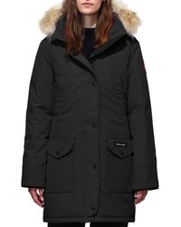 Canada Goose Trillium Down Parka Coat W/ Natural Coyote Fur Trim - Black