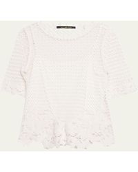 Kobi Halperin - Sylvs Floral Crochet Rosette Net Blouse - Lyst