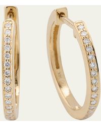 Sydney Evan - 14k Yellow Gold 12mm Pave Huggie Earrings With Diamonds - Lyst