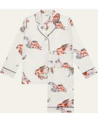 Olivia Von Halle - Lila Fish-Print Silk Pajama Set - Lyst