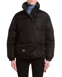 Prada Belt-bag Nylon Puffer Coat - Black