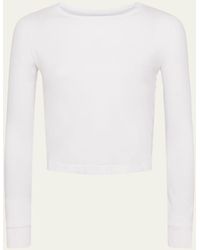 L'Agence - Benny Long-sleeve Cropped Crewneck Tee - Lyst