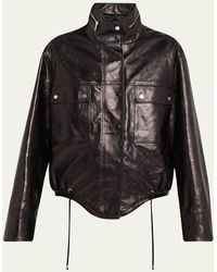 Michael Kors - Washed Leather Bomber Jacket - Lyst