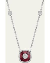 Bhansali - 18k White Gold 10mm Cushion-cut Necklace With Diamonds - Lyst