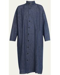 Eskandar - Wide A-Line Denim Shirtdress With Double Stand Collar - Lyst