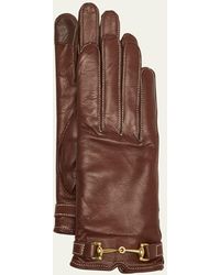 Agnelle - Classic Buckled Leather & Cashmere Gloves - Lyst