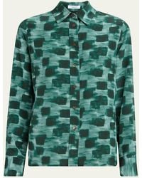 Ferragamo - Painted Block Button Down Silk Shirt - Lyst