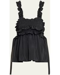 Cecilie Bahnsen - Gia Smocked Ruffle Strap Top - Lyst