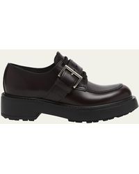 Prada - Leather Belted Lace-up Loafers - Lyst