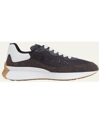 McQueen - Sprint Suede & Leather Runner Sneakers - Lyst