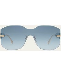 Fendi - Graphy Rimless Geometric Nylon & Metal Shield Sunglasses - Lyst