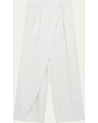 Loewe - Pleated Wrap Wide-Leg Jeans - Lyst