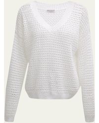 Brunello Cucinelli - Open-knit Cotton Diamante Sweater - Lyst