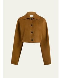 KHAITE - Sue Cropped Suede Jacket - Lyst