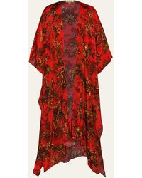 L'Agence - Kara Red Jungle Maxi Kimono Coverup - Lyst